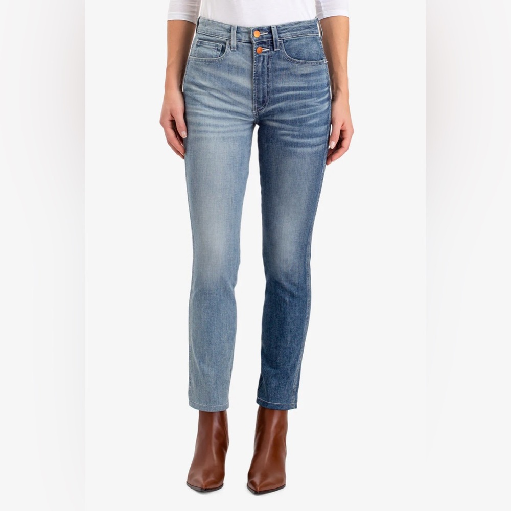 Jordache Half & Half High Rise Vintage Crop Skinny Jeans Blue Size 25